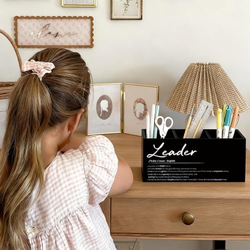 Leader Gifts Pen Pencil Holder for Desk, Thank You Appreciation Gifts for Leaders Boss Manager, Leadership Gift Wooden Box Sign Decorations for Office Workplace Desk Tabletop - Image 4