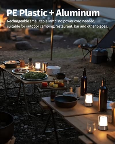 4" Chrome Cordless Table Lamp 2 Pack, Outdoor Rechargeable Lamp - Image 3
