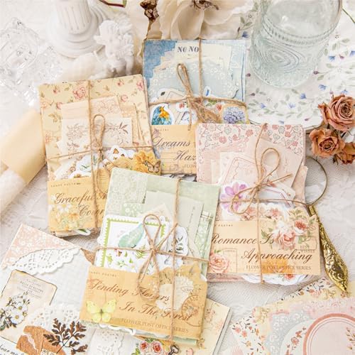400 Pcs Floral Scrapbook Paper & Stickers, 4 Packs Scrapbook Supplies Kit, Junk Journal Scrapbooking Paper for Journaling, Scrapbooking Embellishments, Planner, Card Making - Image 2