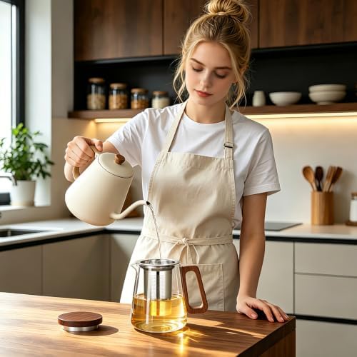 27oz/800ml Glass Teapot with Stainless Steel Removable Infuser - Image 3