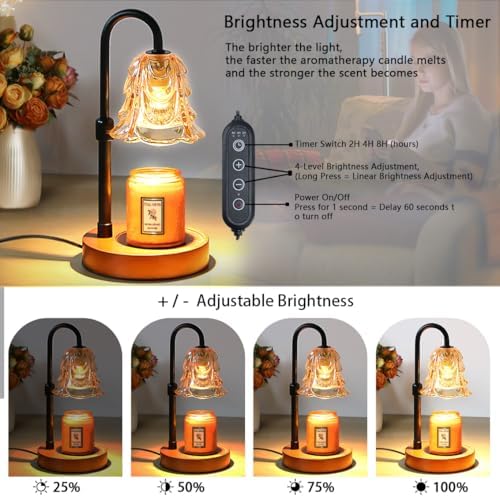 Candle Warmer Lamp with Timer Dimmer Adjustable Height for New Home House Bedroom Decor,Wax Melt Warmer with 2 Bulbs for Jar Candles, Gifts for Mom Women Friend Sister Mothers Day Birthday | Black - Image 3