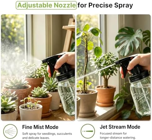 Glass Plant Mister Bottle, 16 oz Mason Jar Sprayer, Green - Image 5