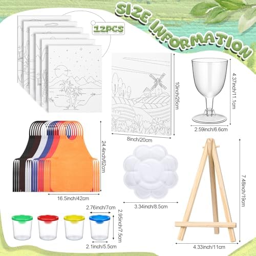 Sherr 96 Pcs 12 Set Pre Drawn Canvas Painting Kits, Landscape - Image 2