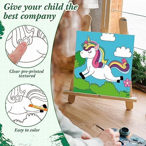 Sherr 12 Pcs Pre Drawn Canvas for Adults, Cute Animals, 8 x 8 Inch - Image 3