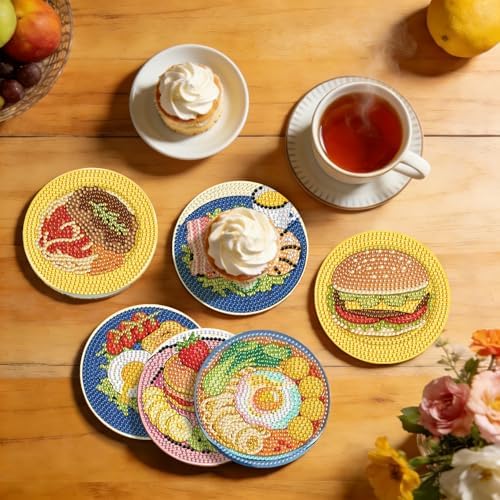 Leatrice 6 PCS Small Diamond Art Coasters Diamond Painting Kits for Adults - Image 7