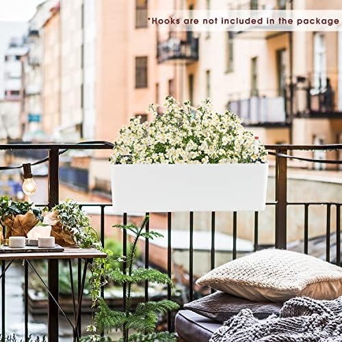 Elongated Self Watering Planter Pots 2-Pack Window Box 5.5 x 16 inch Indoor Home Garden Modern Decorative Planter Pot for All House Plants Flowers Herbs (White,2) - Image 5