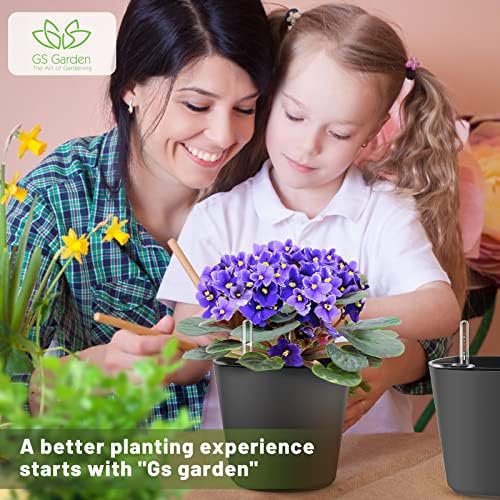 Self Watering Planters for Indoor Outdoor Plants 7 inch Flower Pot with Water Level Indicator Grey 6 Pack African Violet Self Watering Pots for All Orchid agave etc. House Plant Plastic Planter - Image 3