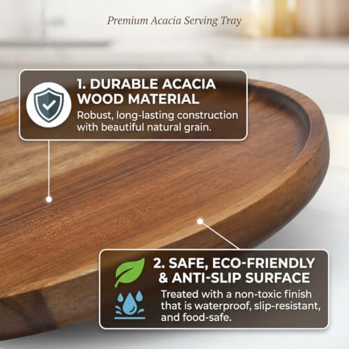 9.8 Inch Round Wood Tray for Coffee Table, Rustic Candle Holder Tray Home Decor, Small Wooden Serving Tray for Living Room, Decorative Farmhouse Centerpiece for Kitchen Counter - Image 6