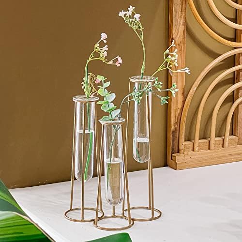 Propagation Station Terrariums with Gold Metal Stand - Kate Aspen 3 Glass Test Tube Planters for Indoor Plant, Air Plants, Plant Clippings, Cut Flowers, Herbs, Succulents | Home Decor Table Decoration - Image 5