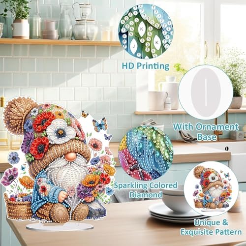 Diamond Painting Kits for Adults Beginners, 5D Full Drill Dwarf Crystal Art Desktop Ornament, DIY Single Sided Home Office Desk Decor, Creative Craft Gift Set with Tools - Image 5