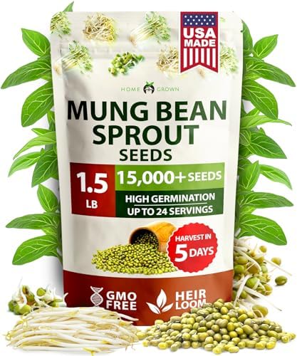HOME GROWN Mung Bean 15,000+ Sprouting Seeds 1.5 lb Vigna Radiata by HOMEGROWN
