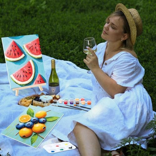 Dinifee 6 Pack Pre Drawn Canvas 8x10 Paint Kit for Adults, Colorful Fruit - Image 5