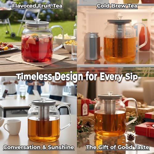 Aquach 68oz Glass Teapot Stovetop Safe with Loose Leaf Tea Steeper - Image 6