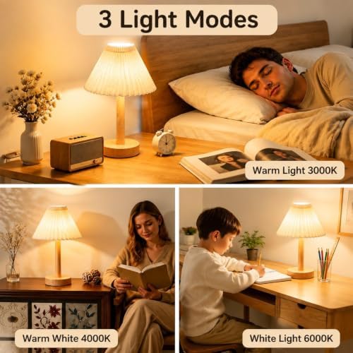 Portable Rechargeable Table Lamp, Touch Dimmable Bedside Light - Image 3
