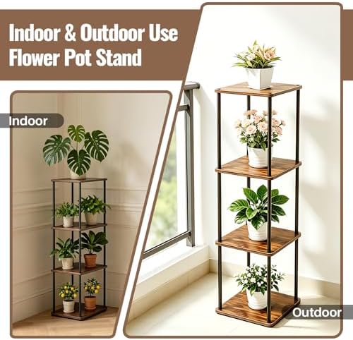 Vigordream Plant Stand Indoor Tier Metal Wood Plant Shelf for Muti Pots - Image 5