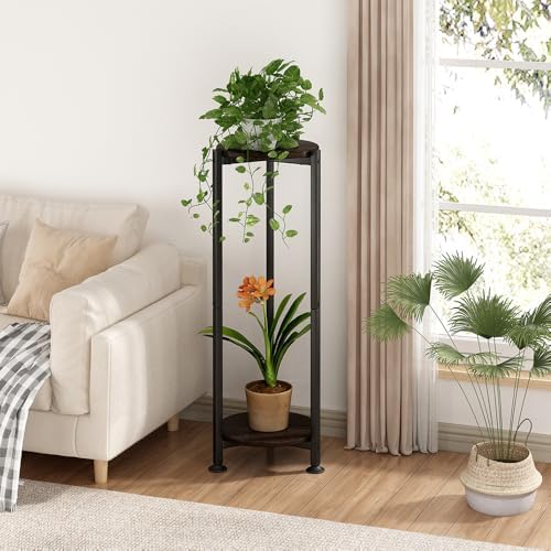 2 Tier Plant Stand Indoor Corner Tall Round Shape Plant Shelf - Image 2