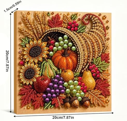 DIY Pearl Painting Kit for Adults, Cornucopia Fall Art with Wood Frame, 20x20cm Self-Adhesive Pearl Diamond Craft, Autumn Wall Decor Gift for Women, Beginners Relaxing Hobby Kit - Image 4