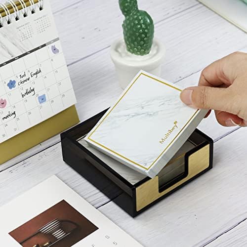 Acrylic Black and Gold Sticky Note Holder 3.7"¡Á3.7 Sticky Note Dispenser for Desk Cute Memo Notepad Holder for Office Supplies - Image 3