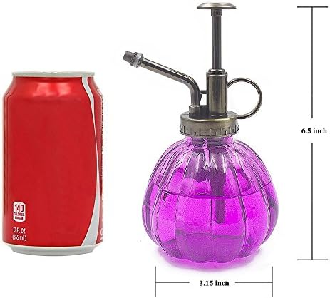 Flower Water Spray Bottle Can Pot Plant Mister | Vintage Pumpkin Style Decorative Glass Plant Atomizer Watering Can Pot with Pump for Terrariums Flowers Potted Plants (Purple) - Image 4