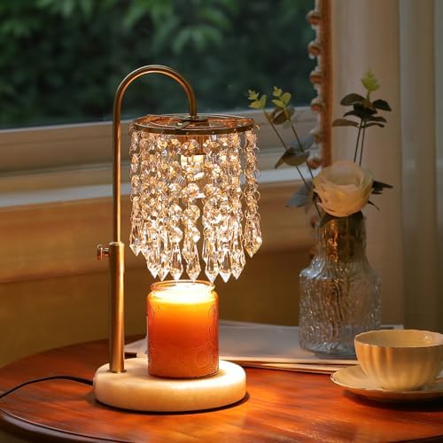 Candle Warmer Lamp with Timer Dimmer and 3 Bulbs,Adjustable Height for New Home Bedroom, Vintage Home Decor for Scented Jar, House Warming Decor Gifts, Minimalist Crystal - Image 2