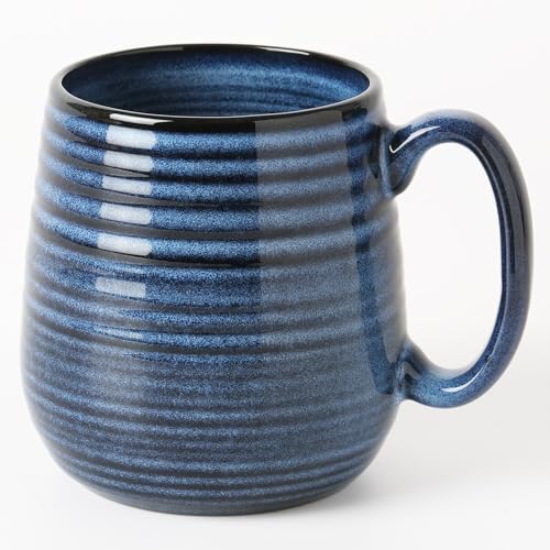 20 oz Large Coffee Mug for Women and Men, Large Ceramic Mug (Blue, 1PCS) by masoline