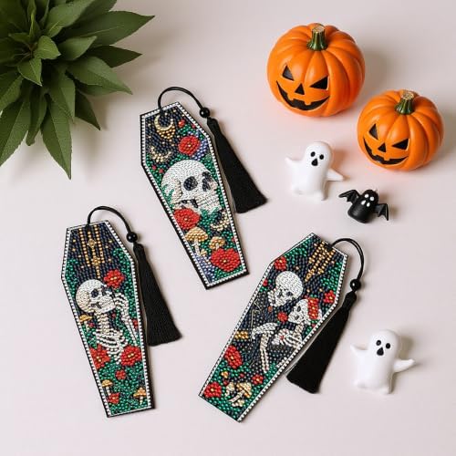 8 Pcs Gothic Diamond Art Bookmark, DIY 5D Kits with Tassels - Image 6