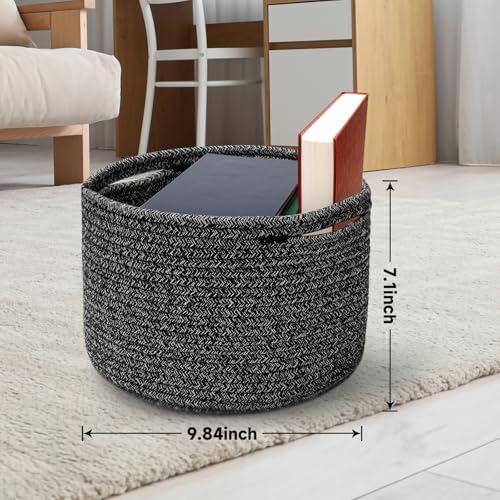 3 Pack Small Rope Storage Baskets, 9.82×9.82×7.1", Black - Image 4