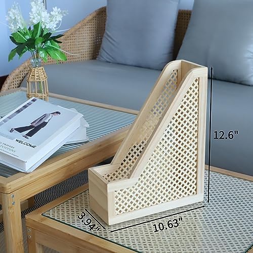 SHCMSADO Bamboo Decorative Bookends Wooden Creative Book Ends for Shelves Desktop Newspaper Magazine File Holder for Office/Home/School - Image 3