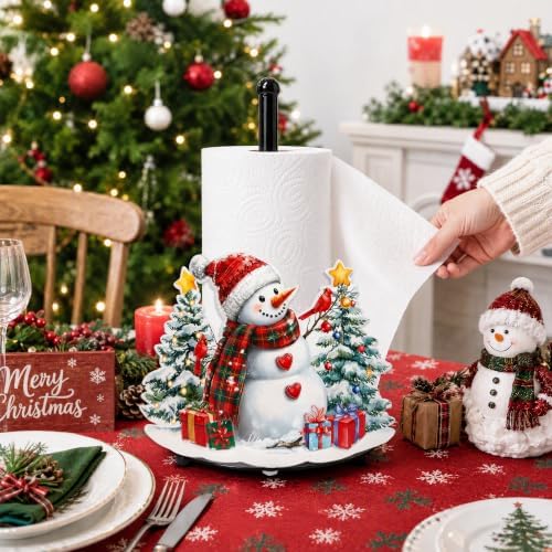 Christmas Snowman Paper Towel Holder, Farmhouse Xmas Kitchen Countertop Decor, Decorative Table Paper Towel Holder, Christmas Housewarming Birthday Gift for Women Mom - Image 4