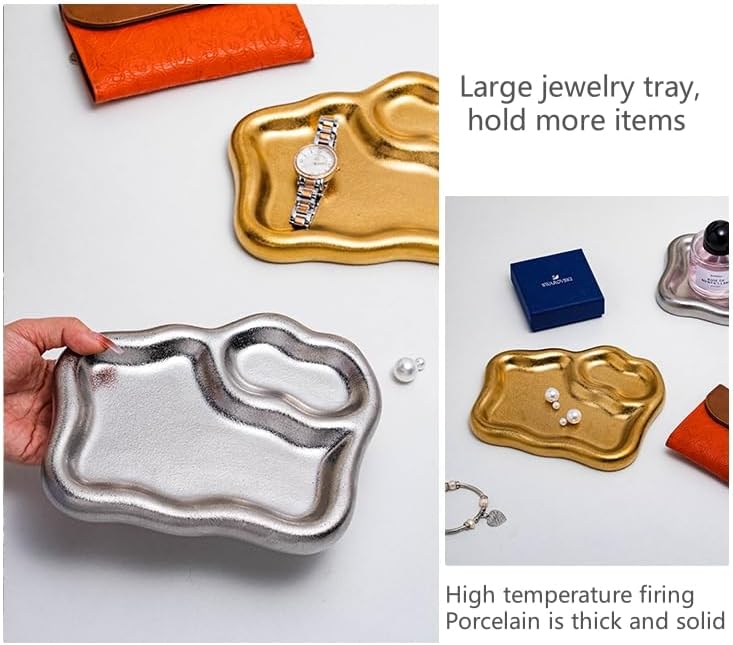 Ceramic Jewelry Tray Dish Large-sized Display Organizer Trinket Watch Keys, Dressing Table Decor Aesthetic Dish Holder for Mother's Day/Christmas/Thanksgiving/Birthday Gift - Image 3