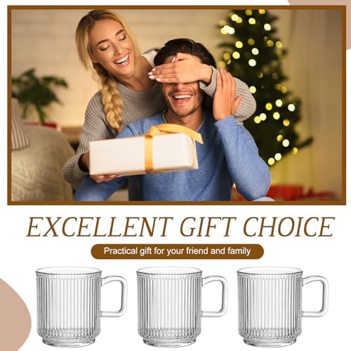 12 Pack Glass Coffee Mugs with Handles, 12 Ounces Glass Breakfast Mugs Bulk, Clear Tea Cups for Hot/cold Drinks, Glassware Set for Americano, Latte, Cappuccino (Classic) - Image 5