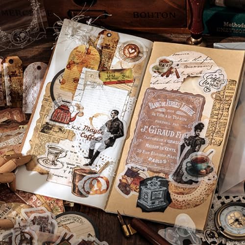 200PCS Vintage Scrapbook Paper Journaling Scrapbooking Supplies Kit Retro Decorative Craft Paper Assorted for Bullet Junk Journals Card Making Craft DIY, Written Letters - Image 2