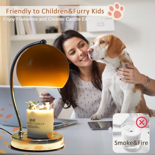 Wide Base Candle Warmer Lamp, Timer & Dimmer (Orange) - Image 3