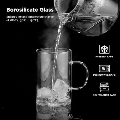ecooe 16oz Borosilicate Glass Coffee Mugs Set of 4, for Cappuccino, Latte - Image 4