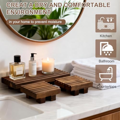 Klunk Wooden Risers, Wood Bathroom Tray & Kitchen Counter Riser, Set of 3 - Image 6