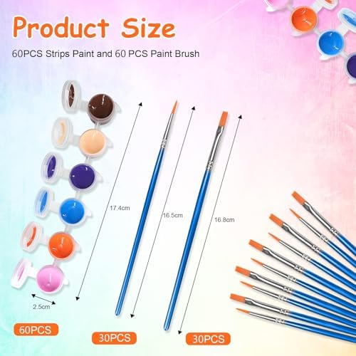 30 Pack Mini Acrylic Paint Set,12 Colors Acrylic Paints Strips for Kids&Adults Craft Paint,420 PCS Kids Painting Kit Container Strips Storage, Perfect for Home Birthday Classroom Party Favors…… - Image 2