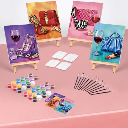 4 Pack Sip and Paint Kit for Adults Pre Drawn Canvas for Painting - Image 2