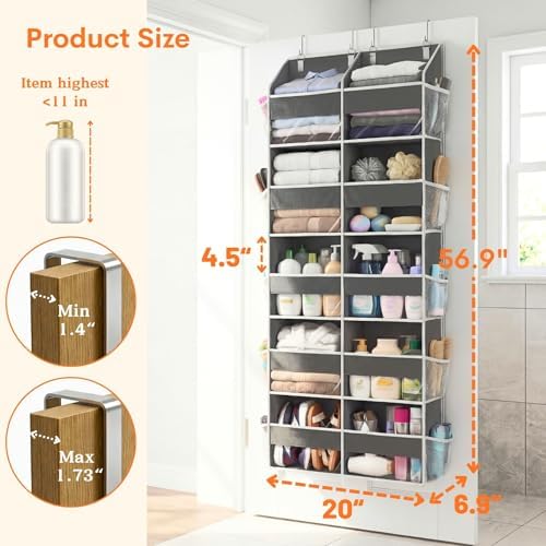 2 Pack Over the Door Organizer 5 Tiers, Extra Large Behind Door Storage of 10 Compartments, 80 lbs Weight Capacity Over Door Organizer, Door Hanging Organizer for Closet, Diaper Organizer,Room storage - Image 4