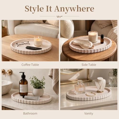 Hanobe Oval Decorative Coffee Table Tray for Home Decor with Wavy Edge - Image 5