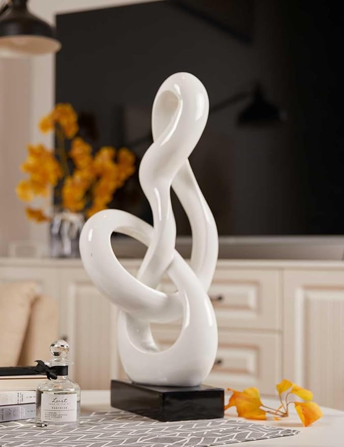 NENBOLEC Sculpture Music Note Decor Modern Statue Gifts Treble Clef Figurine Polyresin Arts White 23 inch