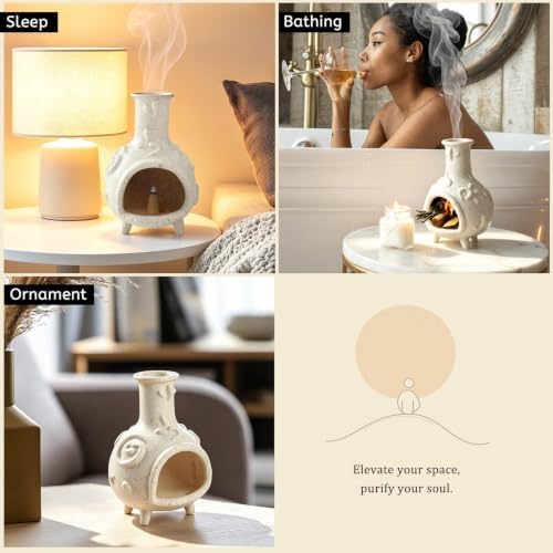 JOYWING Palo Santo Holder Handmade Ceramic Incense Burner for Sage Bundles and Incense Cones Meditation Accessories for Mindfulness Yoga Home Decor Spiritual Gifts(Child Clay) - Image 6