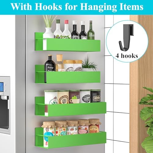HuggieGems Metal Magnetic Spice Rack for Refrigerator Green, 4 Pack - Image 2