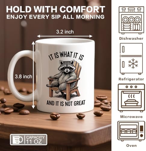 It Is What It Is And It Is Not Great 11 oz Ceramic Raccoon Mug - Image 2