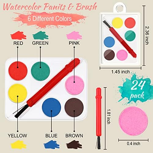 Zhengmy 24 Sets Mini Canvas Easel Kit Art Party Favors Wood Stand Palette - Image 3