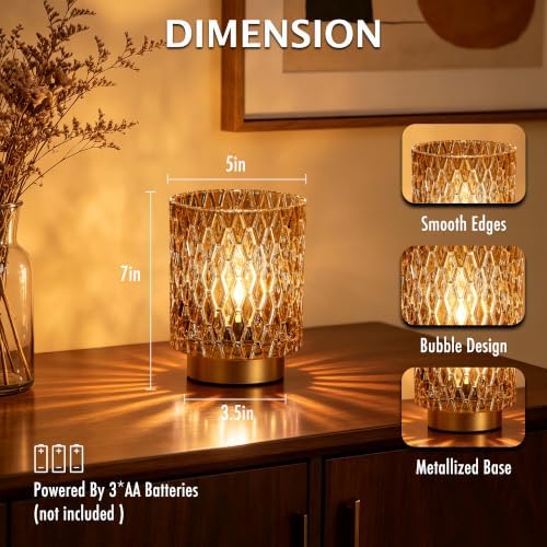 ULAROOM Battery Operated Table Lamp,Cordless Small Accent lamp, Amber - Image 5
