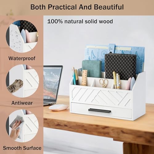 Desk Organizer with Drawer, Countertop Bill Mail Organizer and File Storage - Image 3