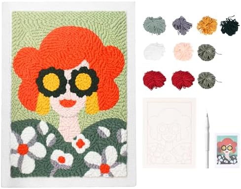 Punch Needle Kit for Adults Beginners, Complete DIY Punch Needle Embroidery Starter Kit with Pre-Printed Pattern, Yarn and Tools, Handmade Wall Art Craft Gift (Green) by Unknown