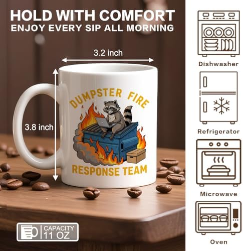 Dumpster Fire Response Team 11 oz Raccoon Ceramic Coffee Mug - Image 2
