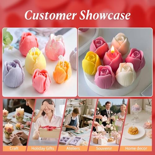 MGLIFEUL 2Pcs Tulip Silicone Candle Flower Wax Mold Silicone for Candles Resin Making Molds Moldes De Silicona para Hacer Velas Artesanales De Silicona,for Making Mothers Day Gifts for Mom Daughter - Image 2