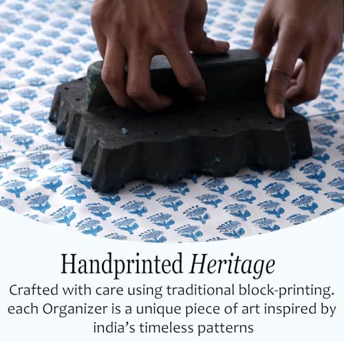 CPC Apatite Blue Block Print Set of 3 Desk Organizer - Image 3